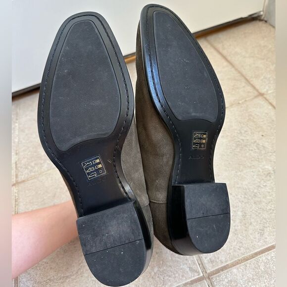 ALDO SIZE 12 khaki green Chelsea boot boots real genuine leather suede ankle - Picture 5 of 10